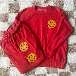 Aviator Nation smiley sweatsuit set